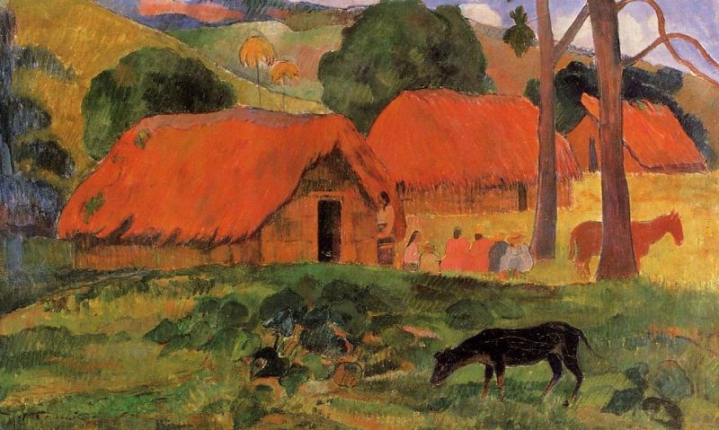 Paul Gauguin Three Huts Tahiti